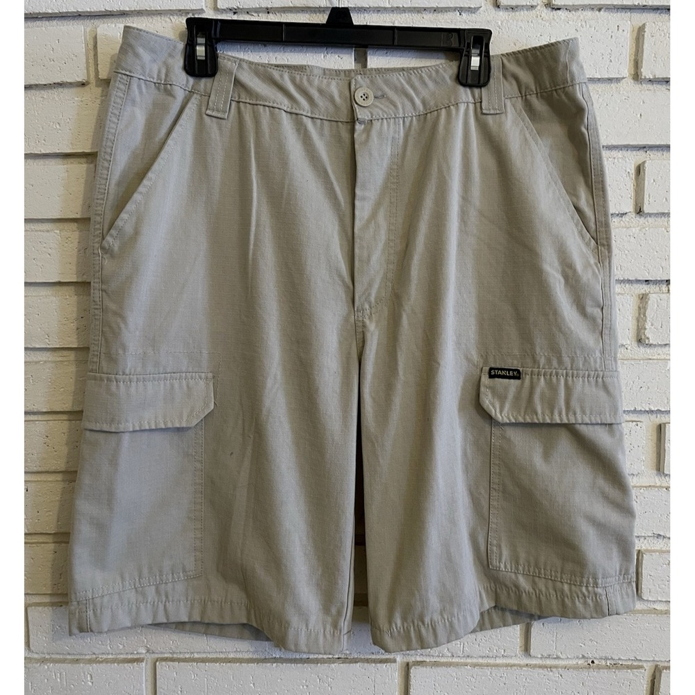 STANLEY Workwear ~Men's Tan Cargo‎ Shorts~ Size 36~ 6 Pockets 11 Inch Inseam